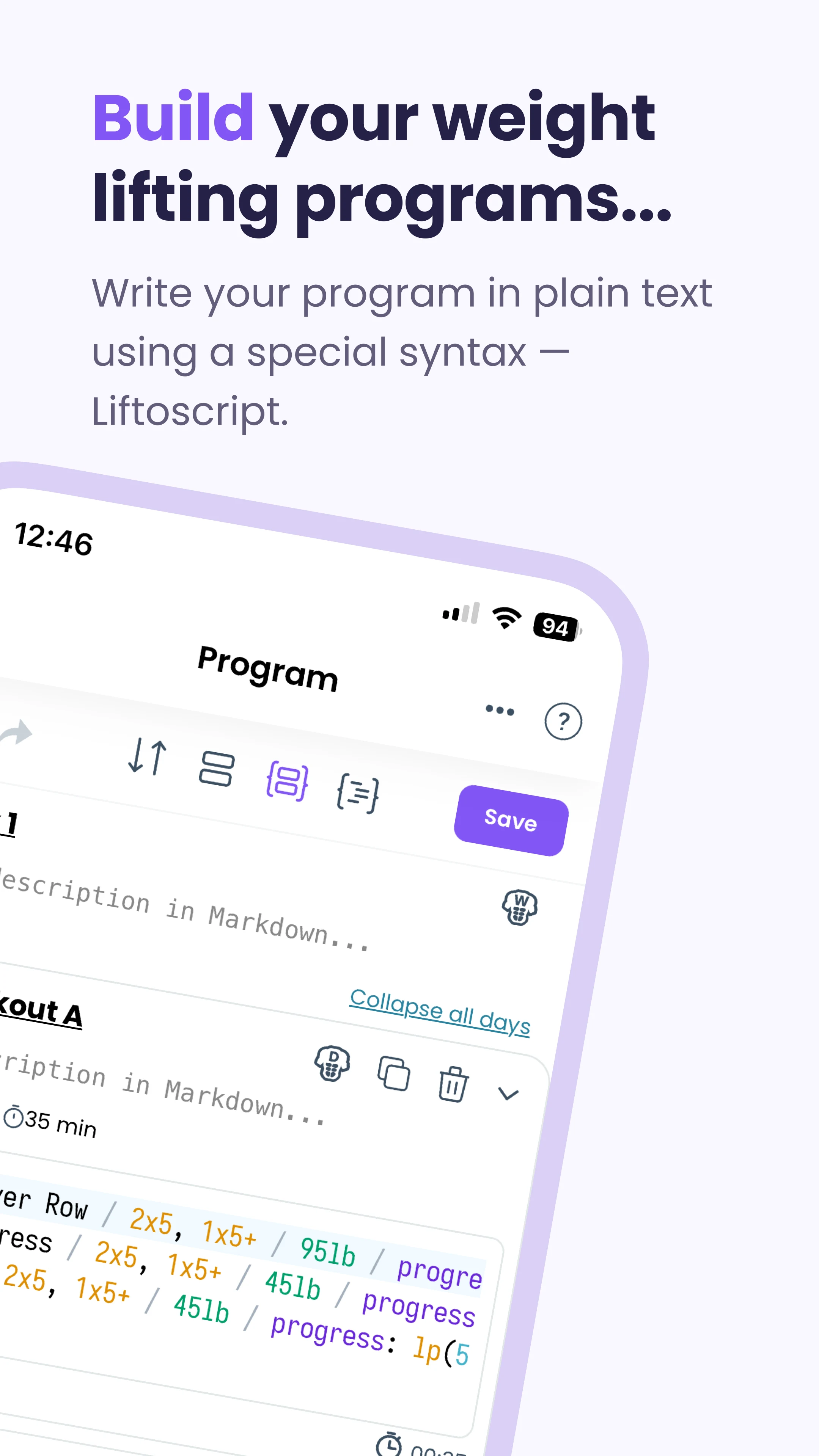 Liftosaur: Scriptable Workouts screenshot